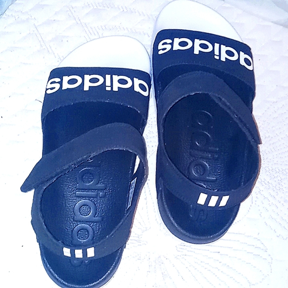 Adidas sandals, size 8 black and white